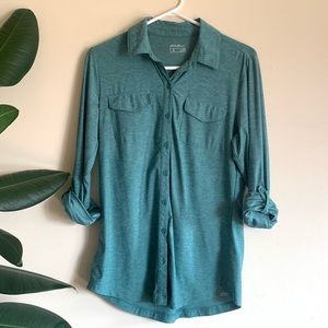 Eddie Bauer Womens Teal button up